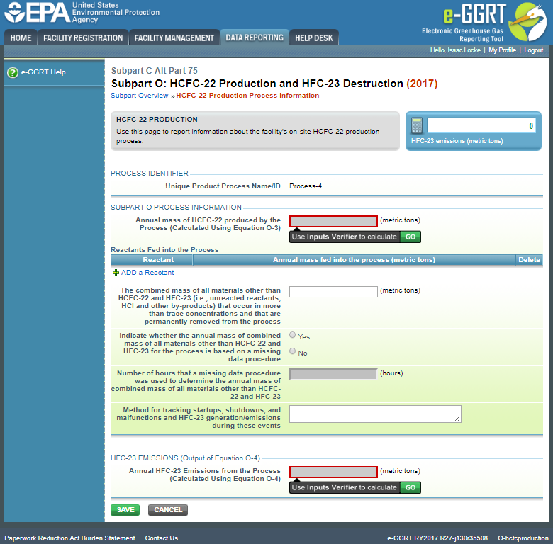 Image of Subpart O: HCFC-22 Production and HFC-23 Destruction webpage.